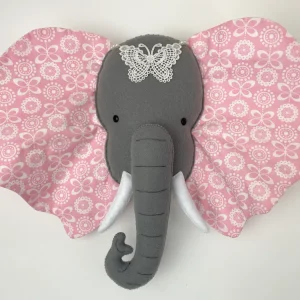 Trophée éléphant. Suspension murale en tissu Déco'drey