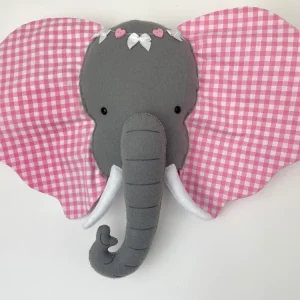 Trophée éléphant. Suspension murale en tissu Déco'drey