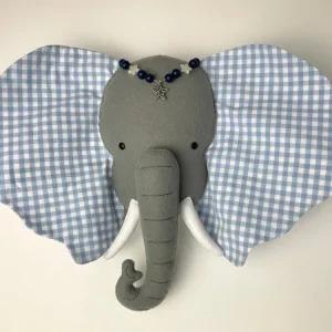 Trophée éléphant. Suspension murale en tissu Déco'drey