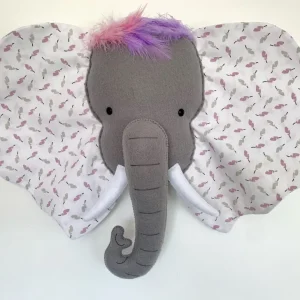 Trophée éléphant. Tête d'éléphant en tissu Déco'drey