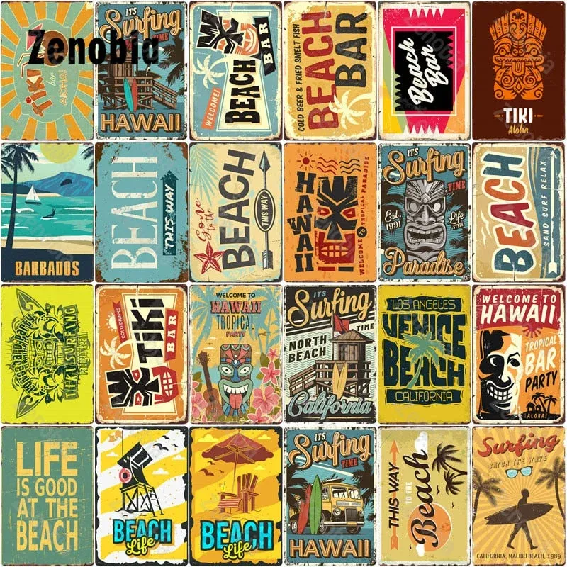 Poster Affiche Vintage Plage Éternel Vintage