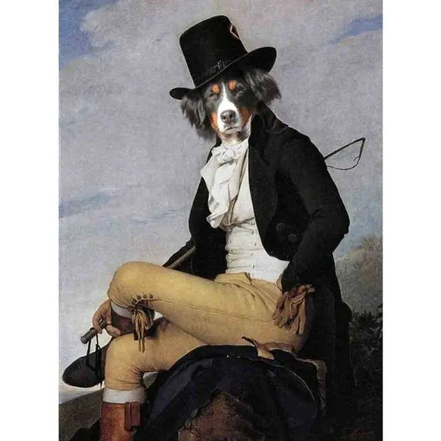 Tableau Chien Vintage Avec Chapeau Chien Éternel Vintage