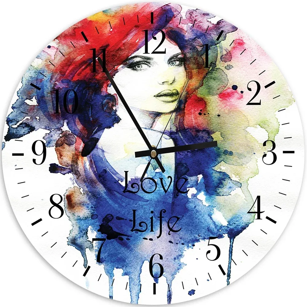 Horloge murale, aquarelle « J'aime la vie » 40x40 Feeby