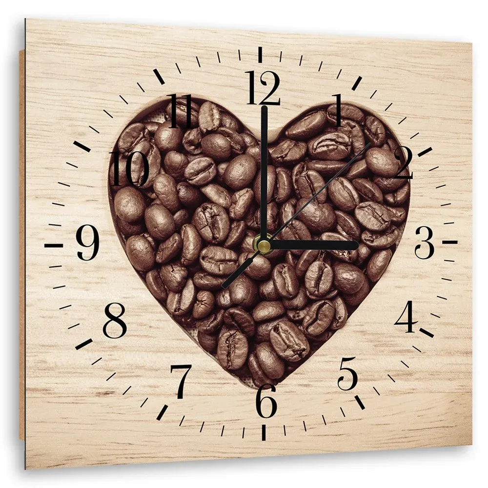 Horloge murale, cœur de grain de café 40x40 Feeby