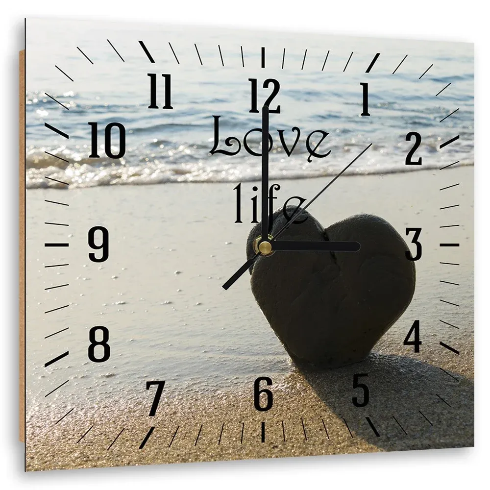 Horloge murale, Cœur sur la plage 40x40 Feeby