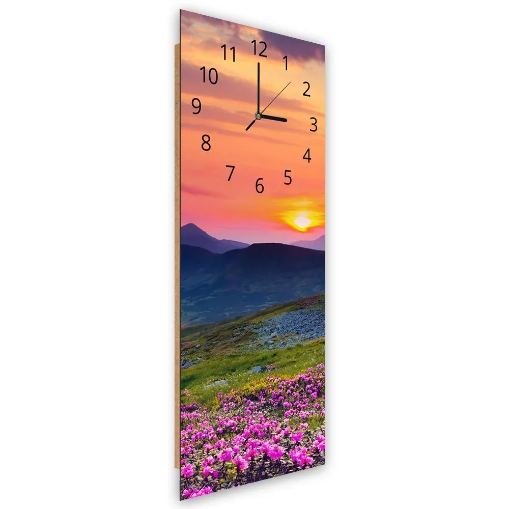 Horloge murale, prairie de montagne au coucher du soleil 25x65 Feeby