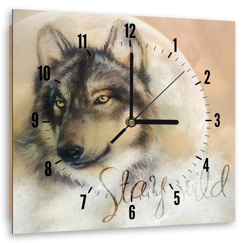 Horloge murale, Restez sauvage 40x40 Feeby