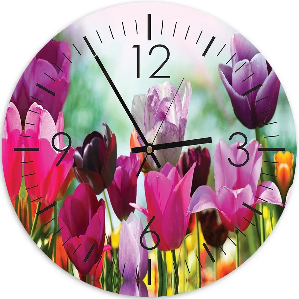Horloge murale, tulipes colorées 40x40 Feeby