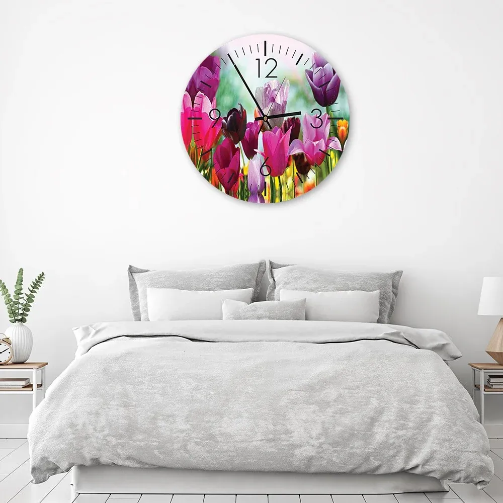 Horloge murale, tulipes colorées 40x40 Feeby