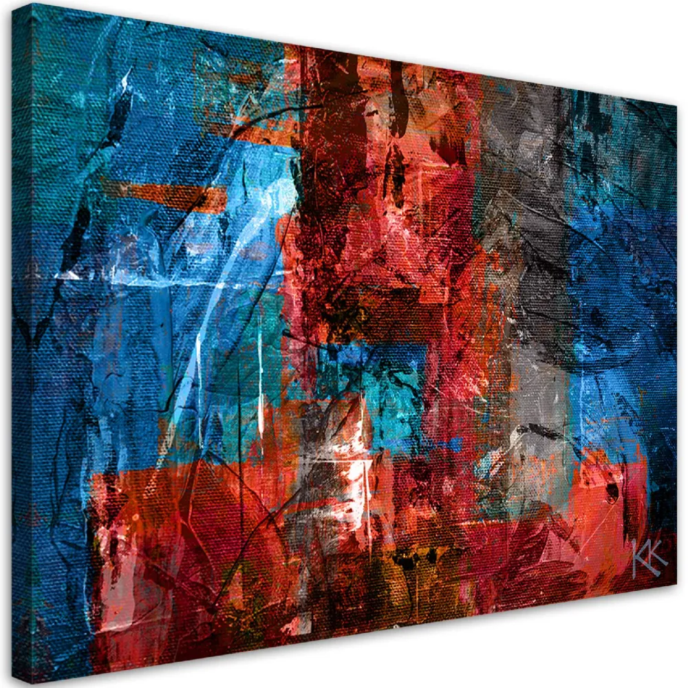 Impression sur toile, abstrait rouge peint à la main 60x40 Feeby