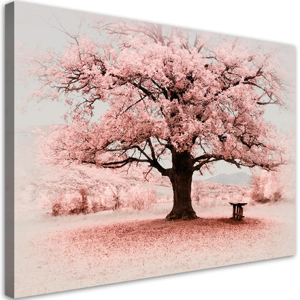 Impression sur toile, Arbre rose abstrait nature 60x40 Feeby