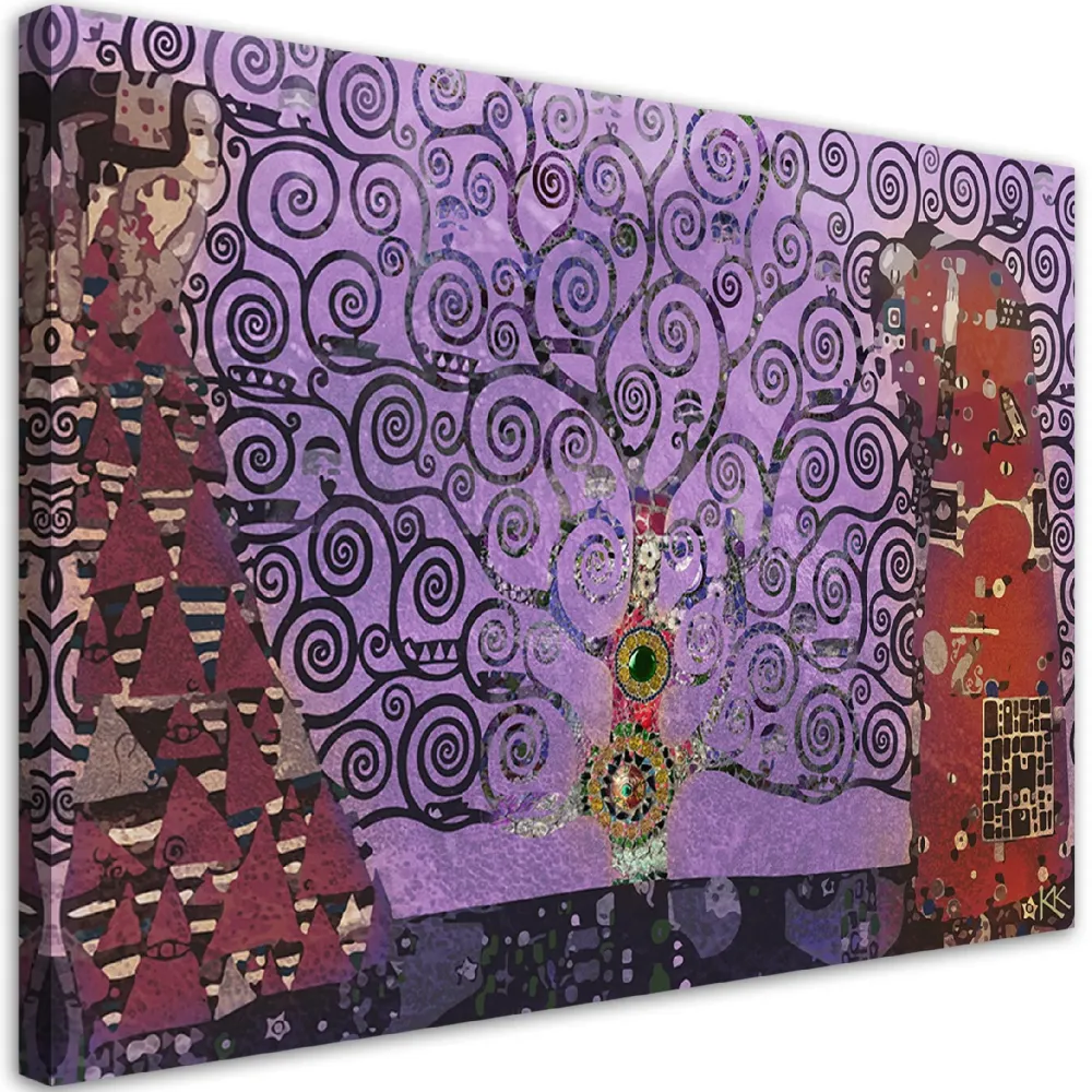 Impression sur toile, Arbre de Vie violet abstrait 60x40 Feeby