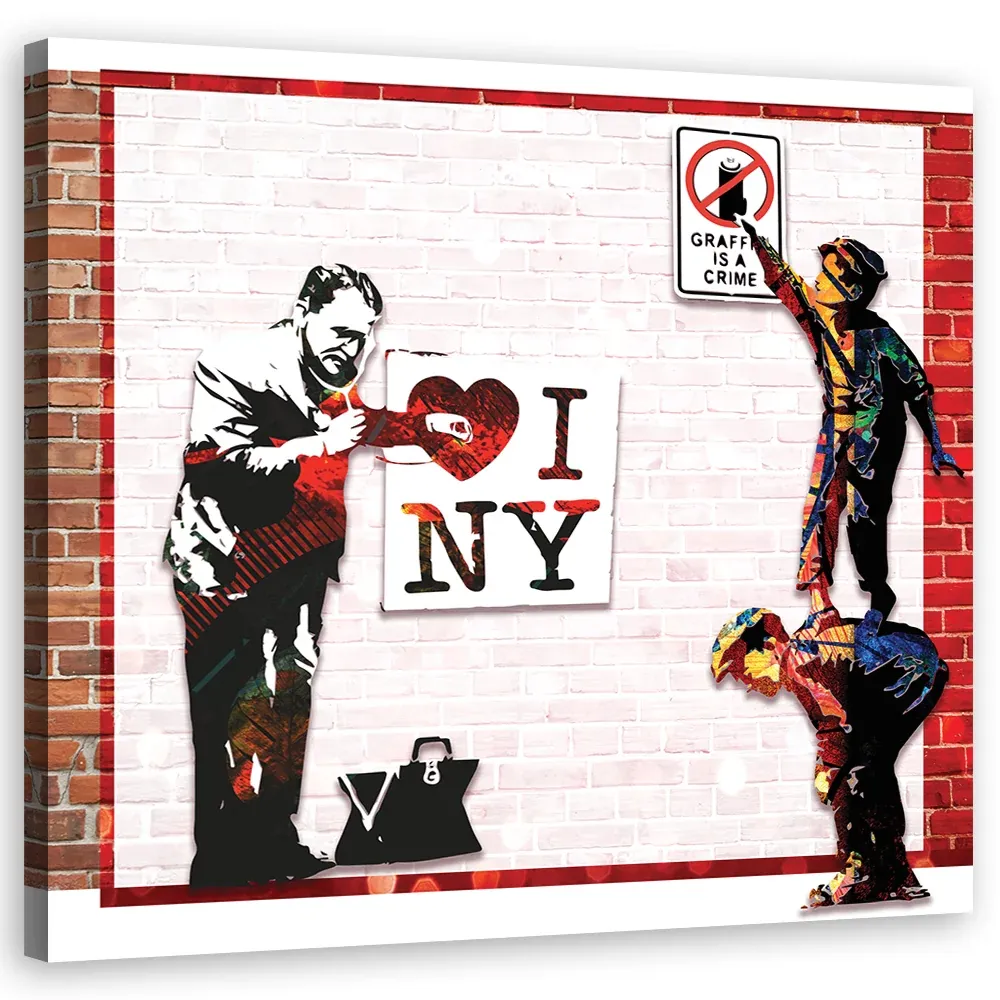 Impression sur toile, Banksy « J'aime New York » 30x30 Feeby