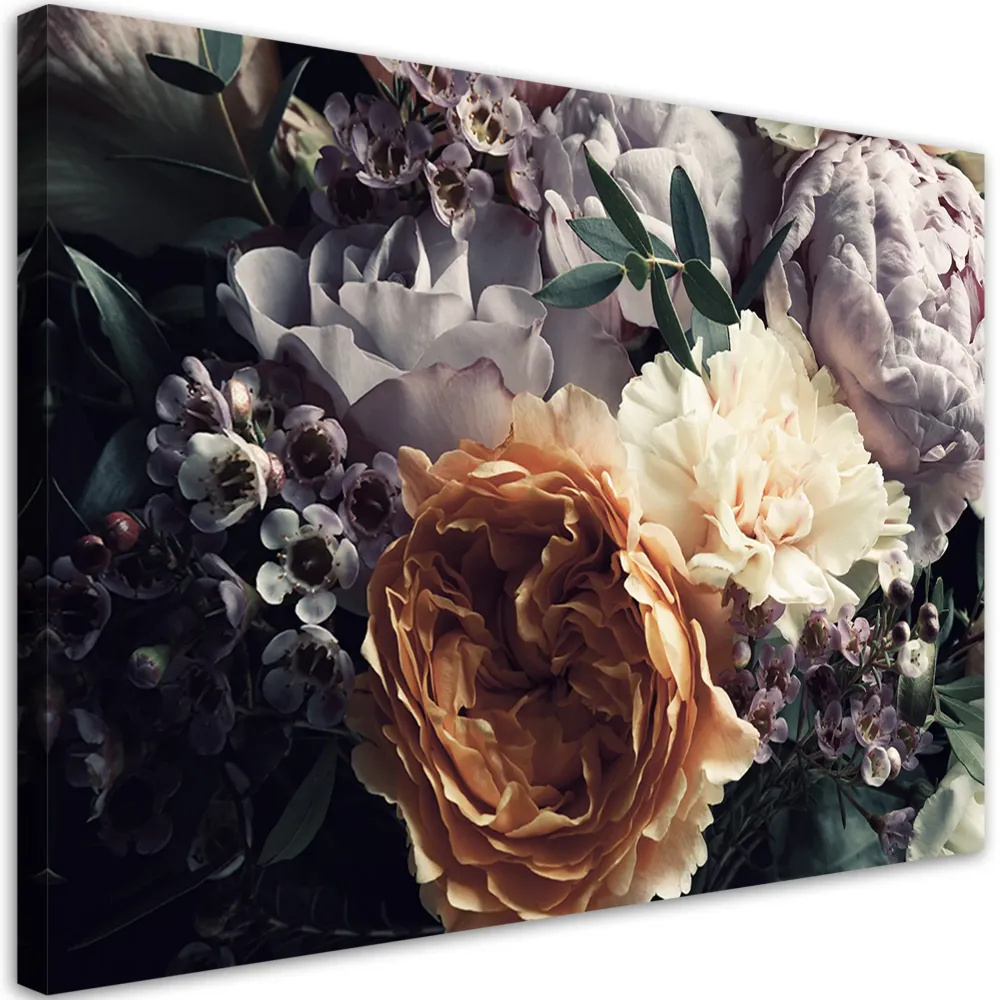 Impression sur toile, Bouquet de pivoines pastel 60x40 Feeby