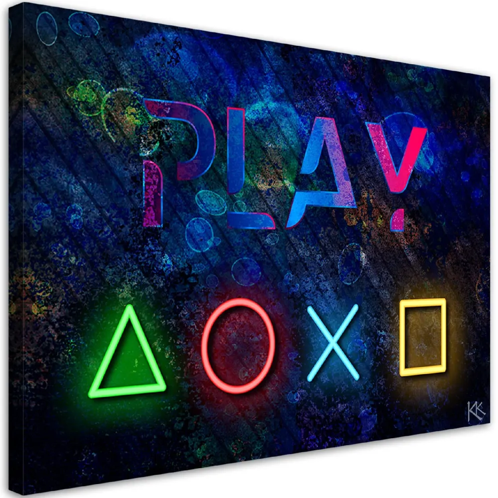 Impression sur toile, boutons pour le pavé tactile et texte de jeu 60x40 Feeby