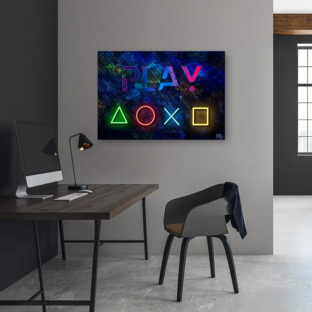 Impression sur toile, boutons pour le pavé tactile et texte de jeu 60x40 Feeby