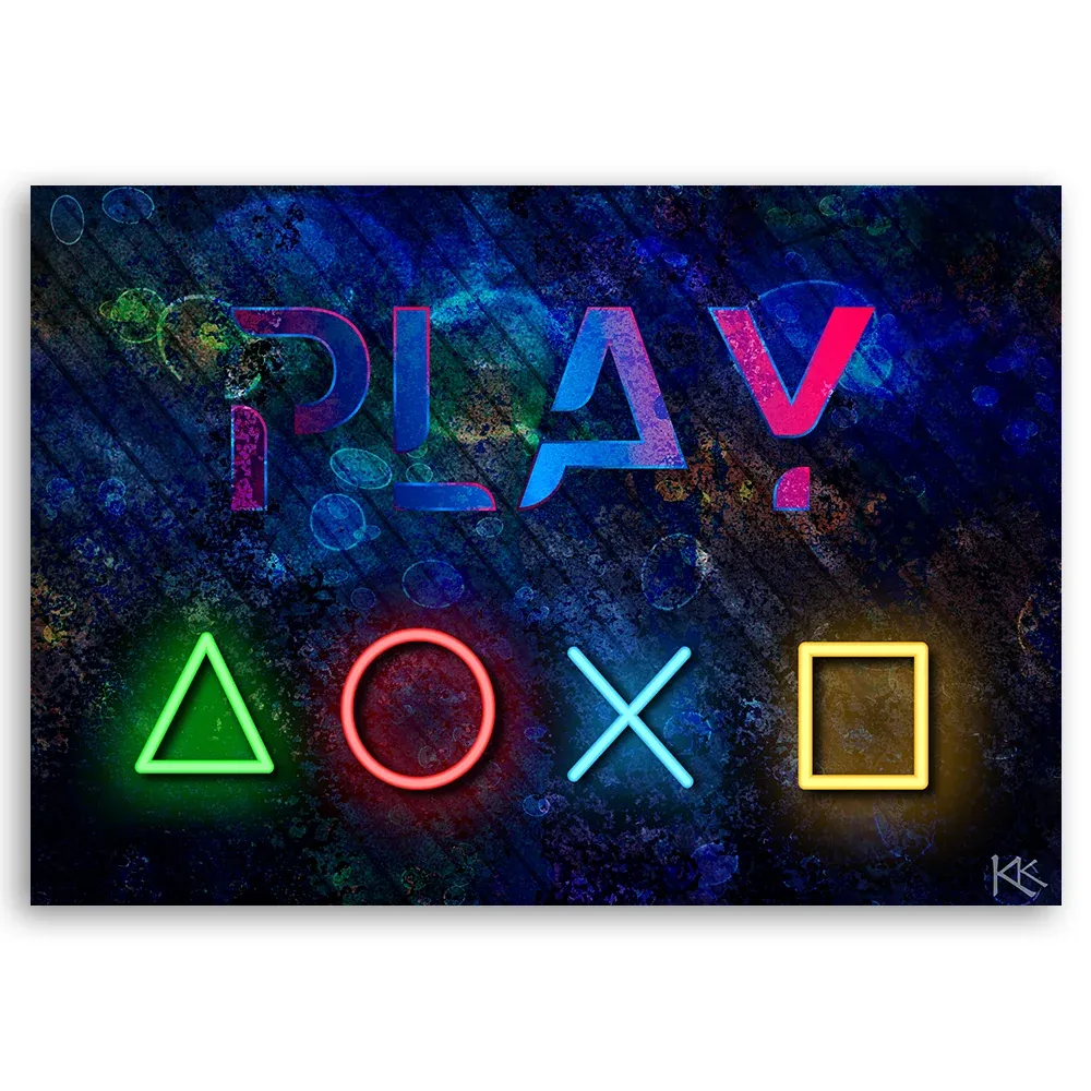 Impression sur toile, boutons pour le pavé tactile et texte de jeu 60x40 Feeby