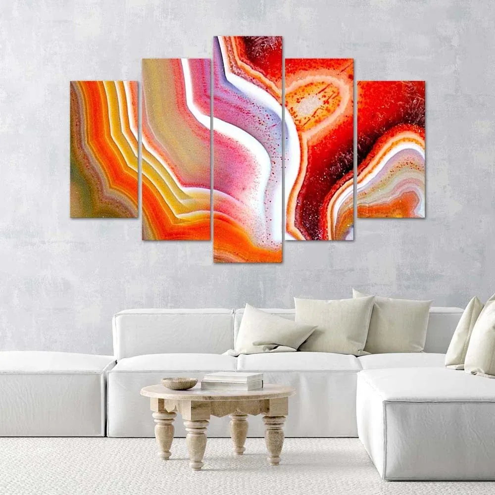 Impression sur toile en cinq parties, Danse des néons 100x70 Feeby