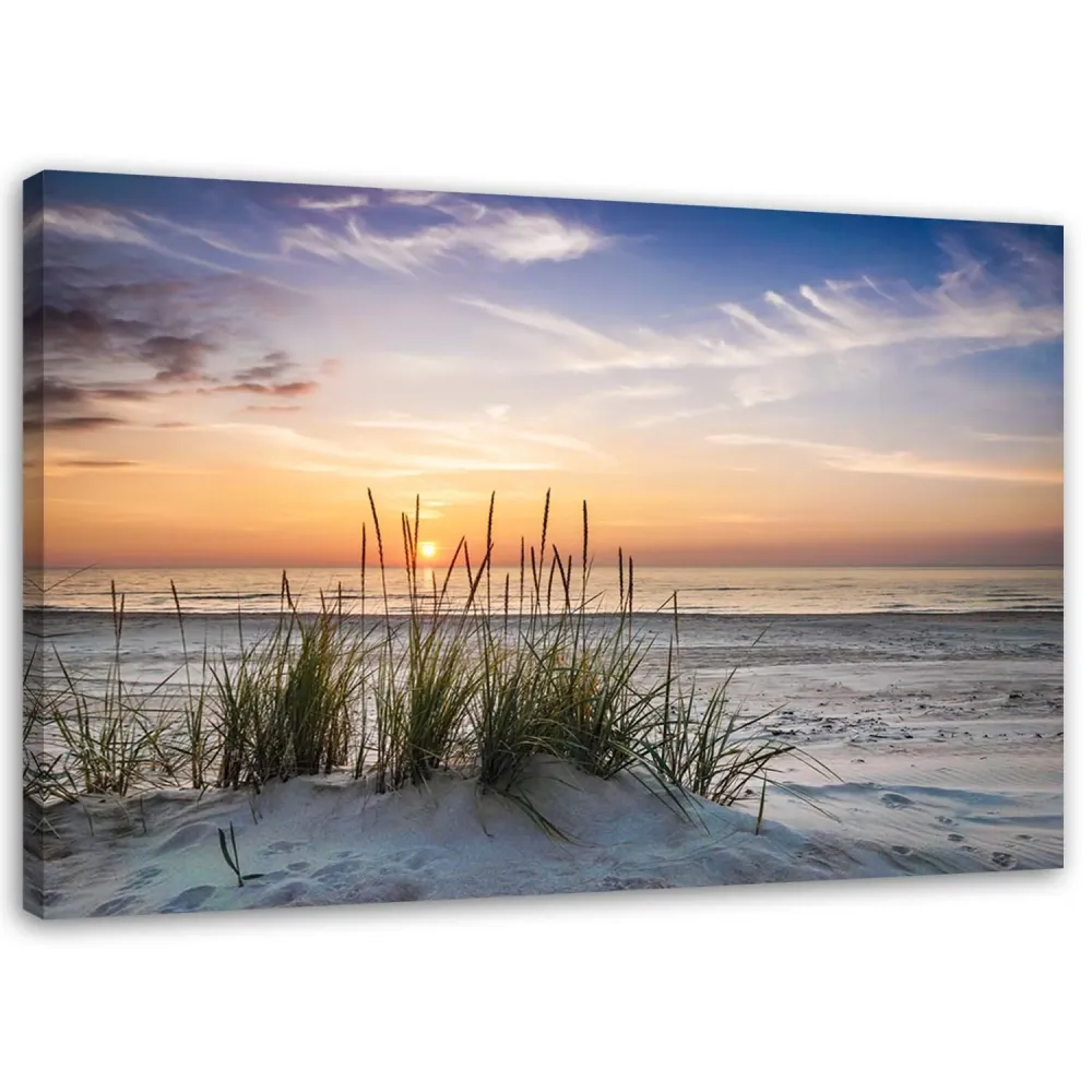 Impression sur toile, Coucher de soleil sur la plage 60x40 Feeby