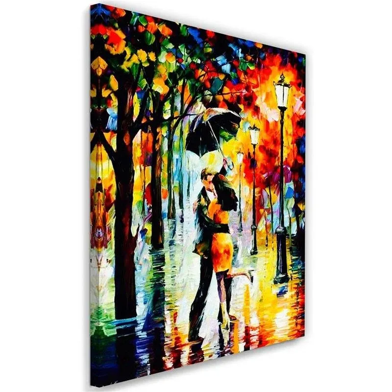 Impression sur toile, Couple amoureux sous un parapluie 40x60 Feeby