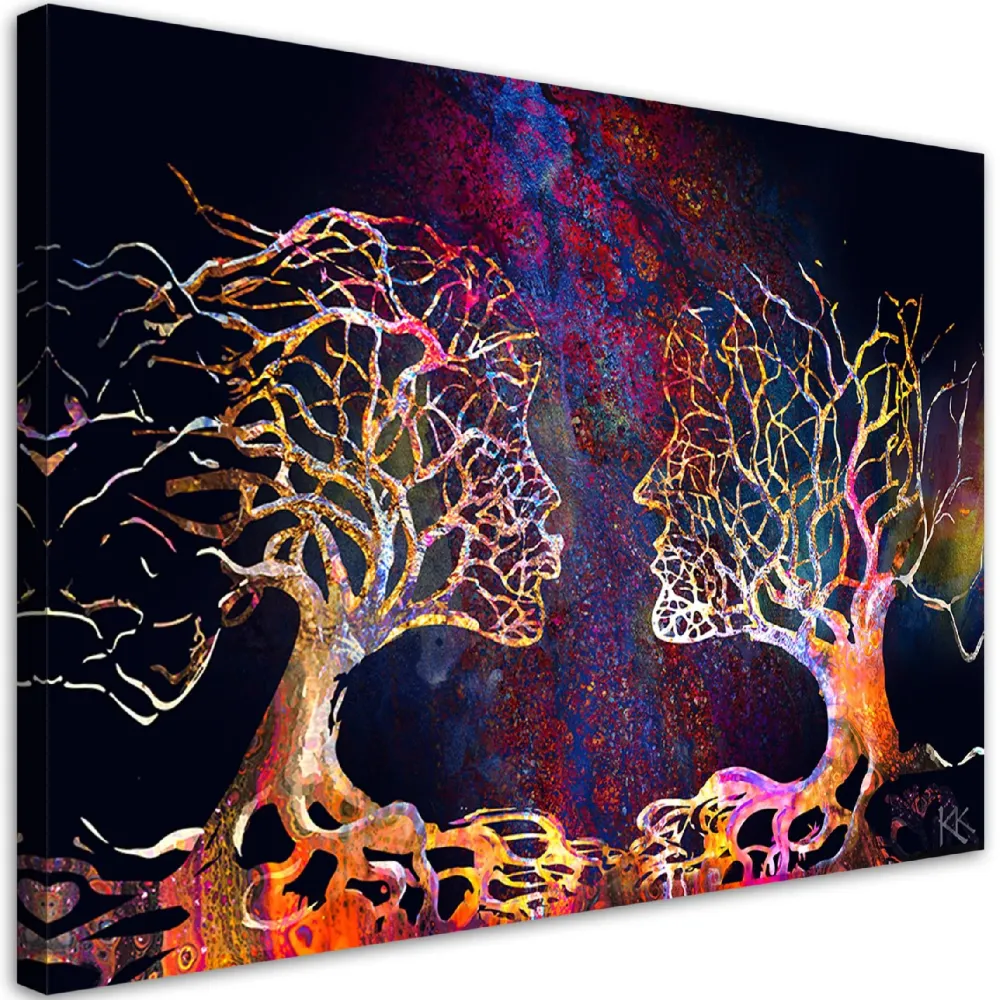 Impression sur toile, Couple d'arbres qui s'embrassent (abstrait) 120x80 Feeby