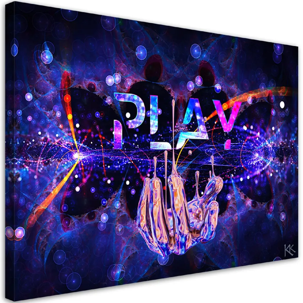 Impression sur toile, enseigne lumineuse Play 60x40 Feeby