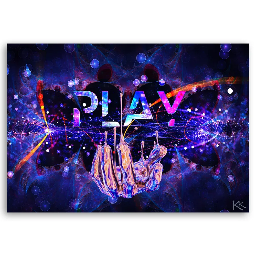 Impression sur toile, enseigne lumineuse Play 60x40 Feeby