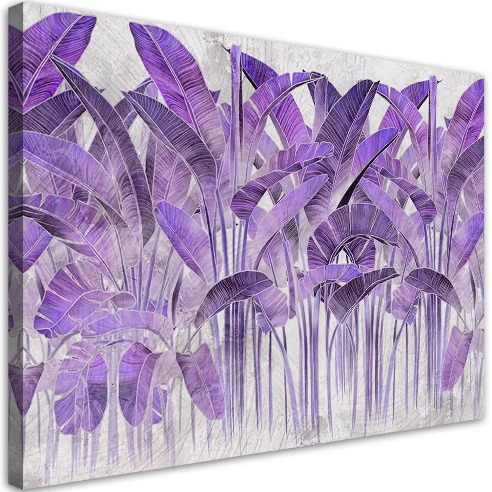 Impression sur toile, feuilles de bananier violettes 60x40 Feeby