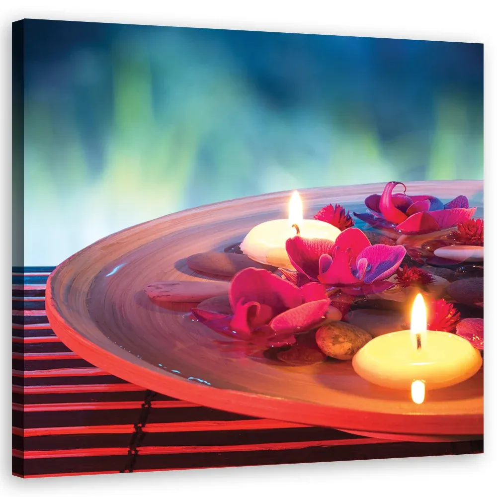 Impression sur toile, fleurs flottantes et pierres zen 30x30 Feeby