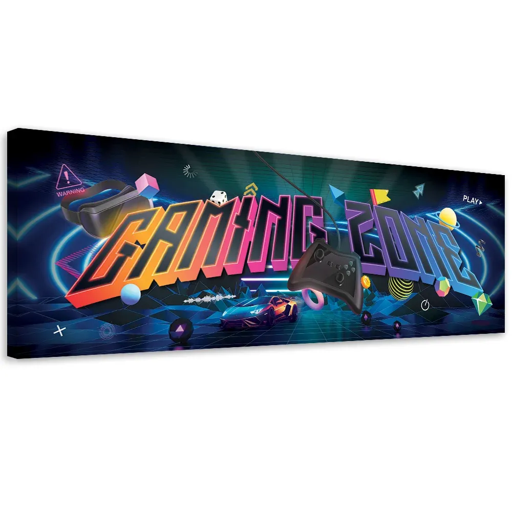 Impression sur toile, inscription Zone de jeux 120x40 Feeby