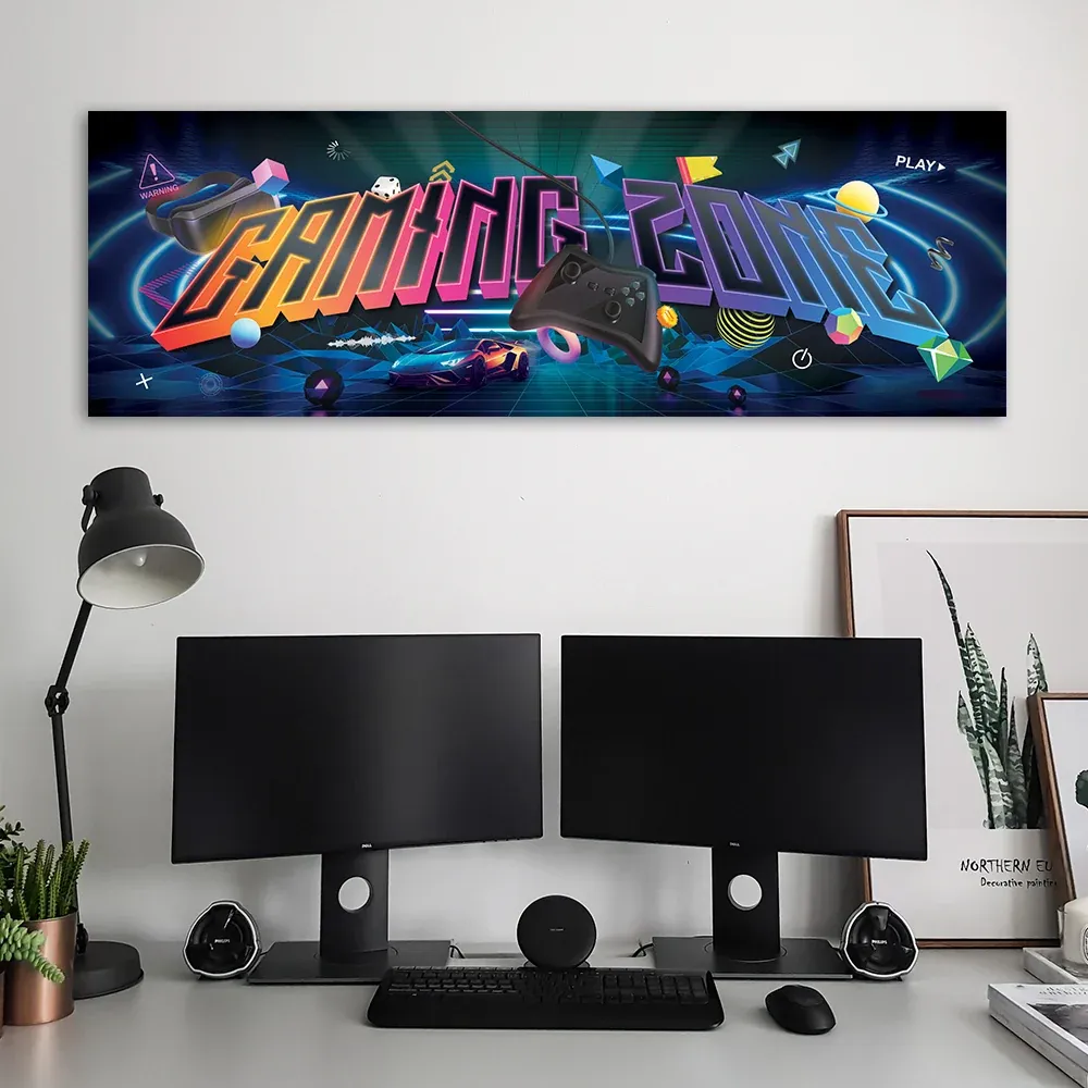 Impression sur toile, inscription Zone de jeux 120x40 Feeby