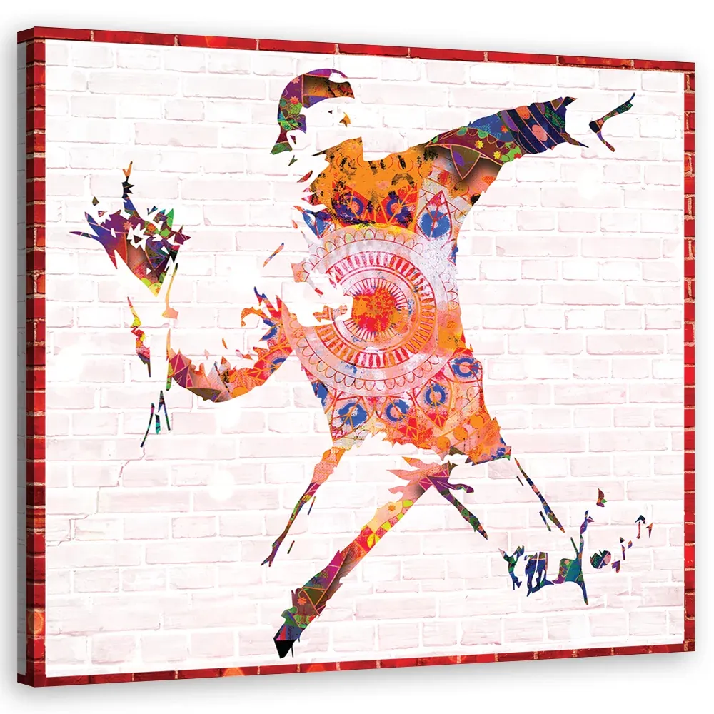 Impression sur toile, Lanceur de fleurs de Banksy 30x30 Feeby