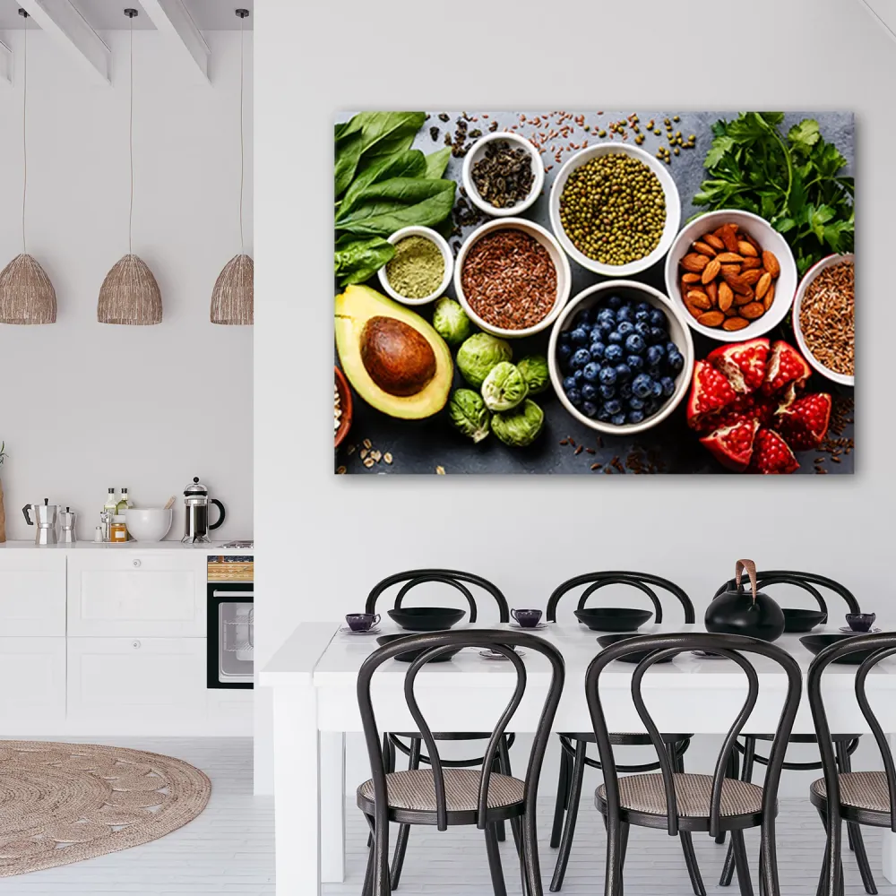 Impression sur toile, légumes et fruits frais 60x40 Feeby