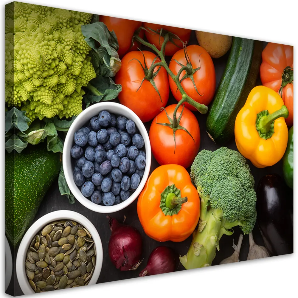 Impression sur toile, légumes et fruits frais 60x40 Feeby