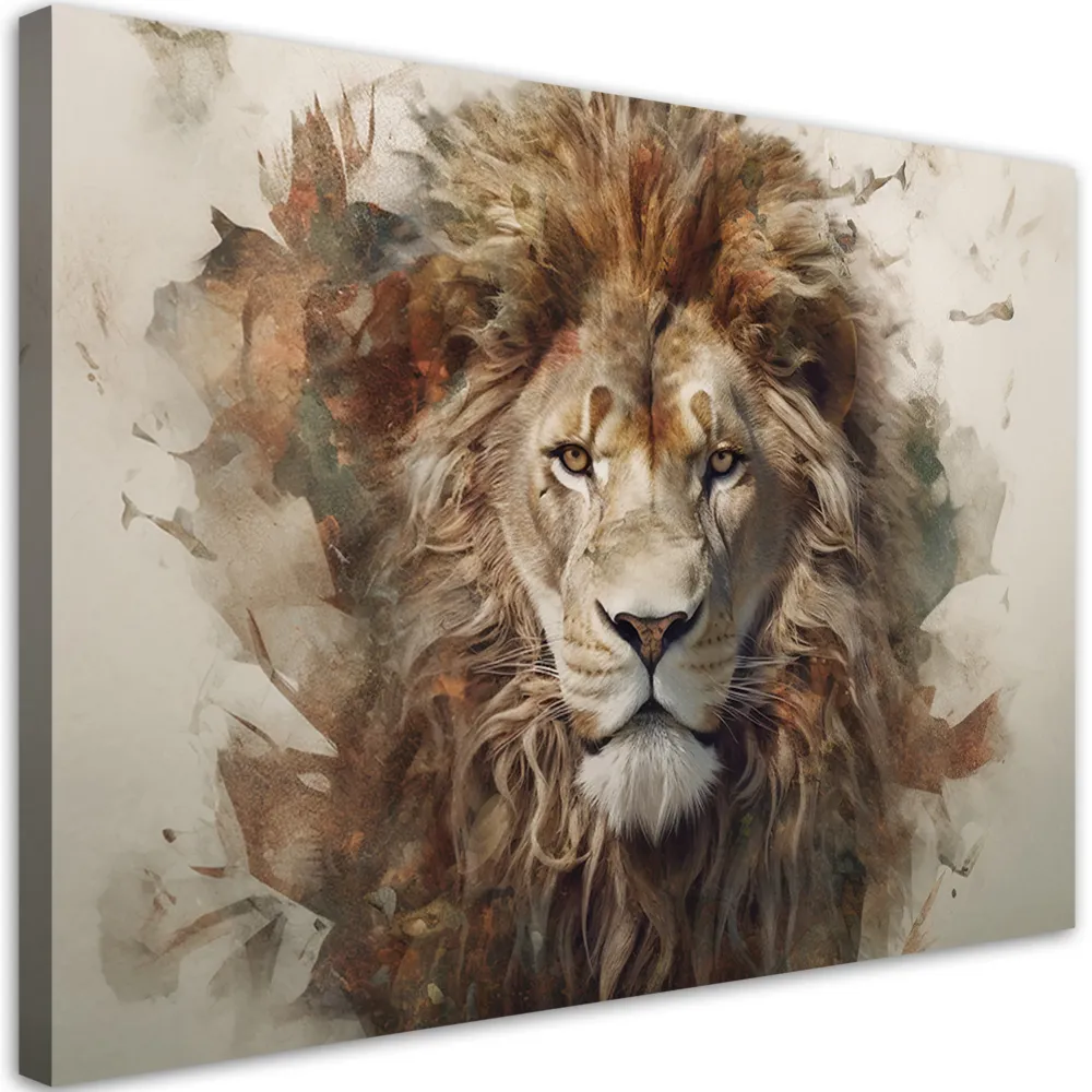 Impression sur toile, Lion (animal d'Afrique) 60x40 Feeby