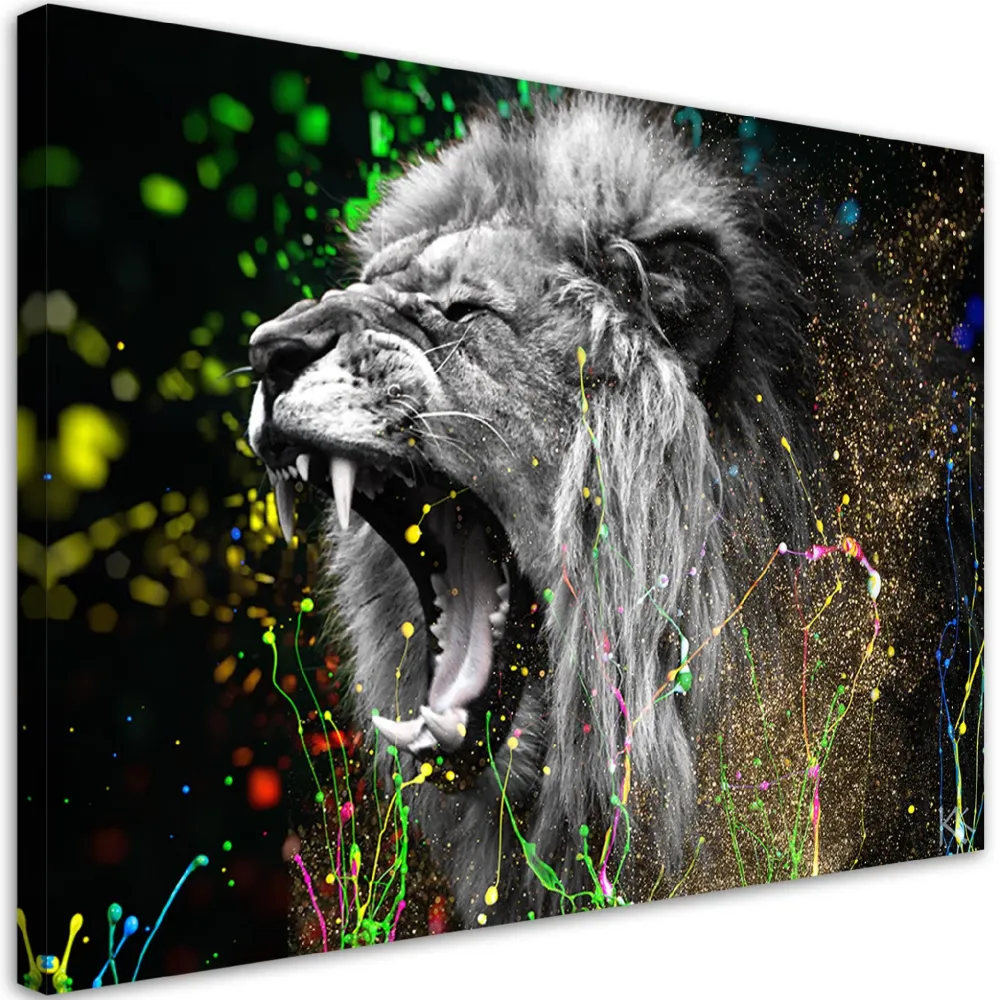 Impression sur toile, Lion animal nature 60x40 Feeby