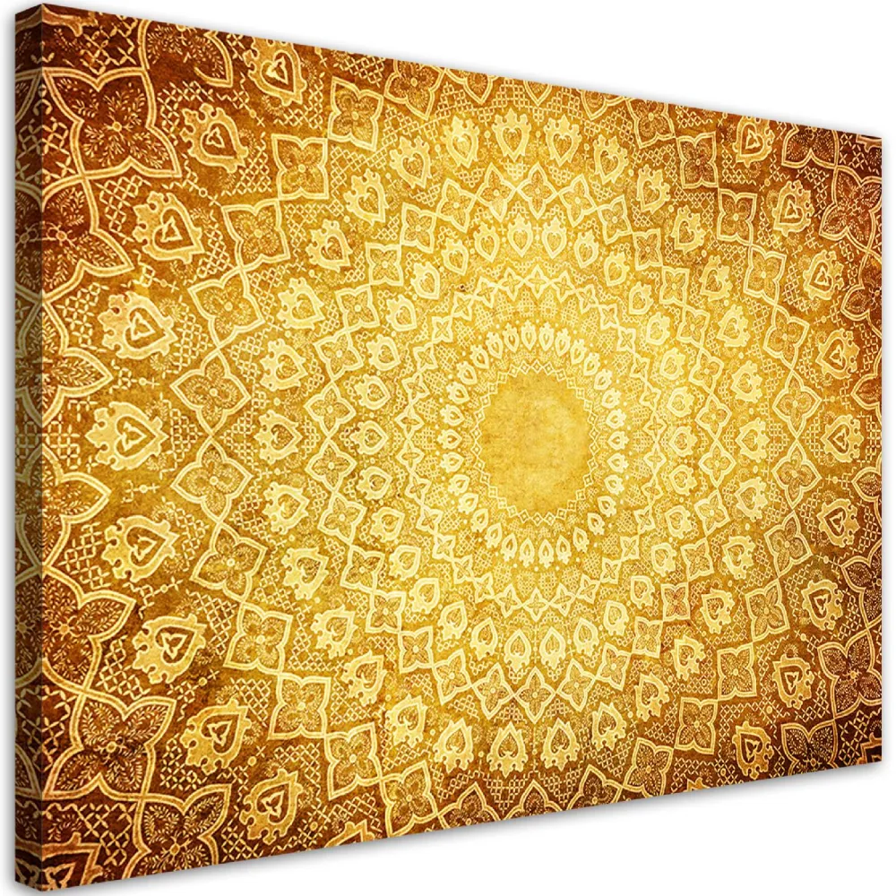 Impression sur toile, mandala doré abstrait 60x40 Feeby