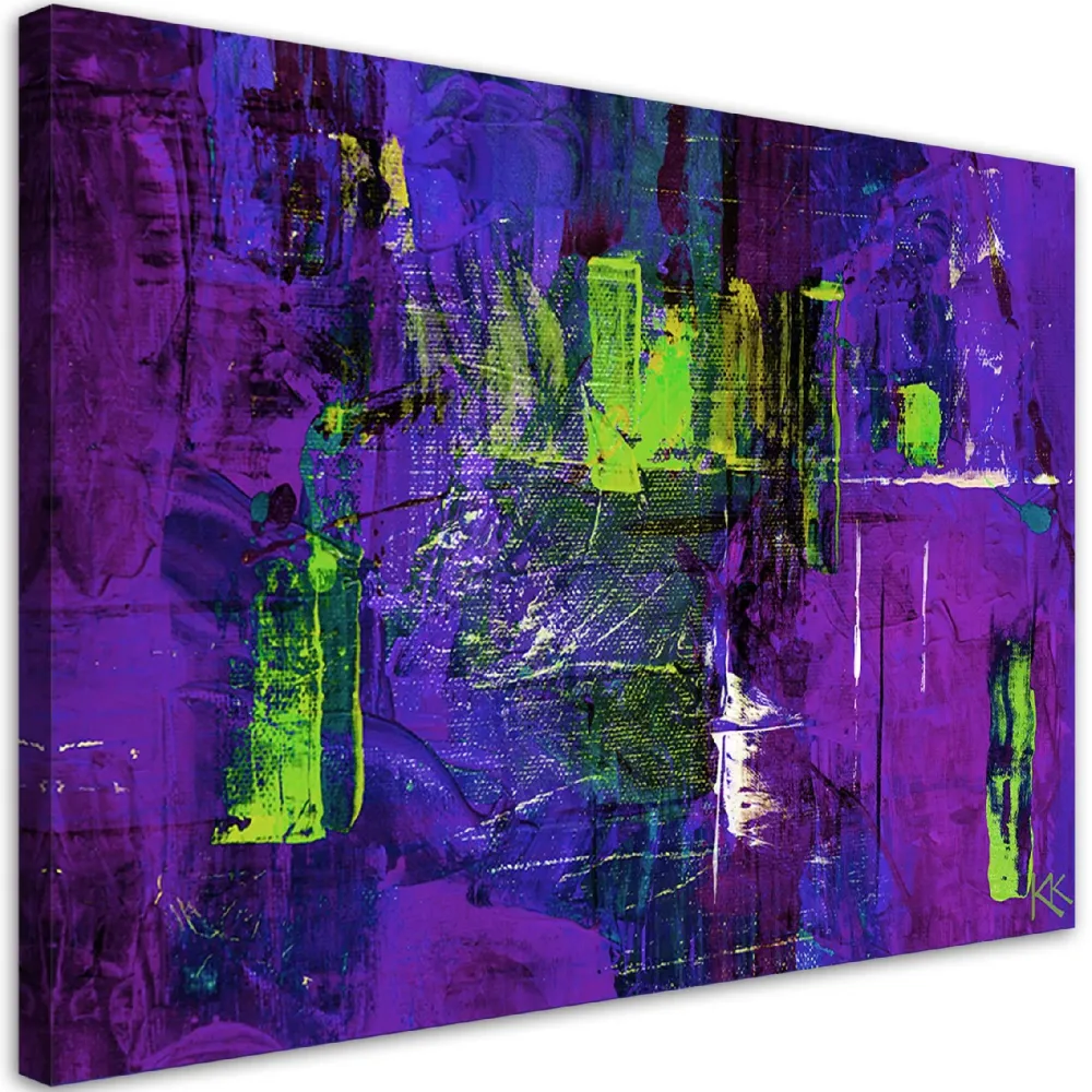 Impression sur toile, motif abstrait violet peint à la main 60x40 Feeby