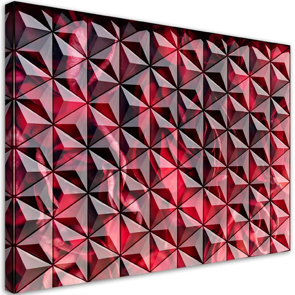 Impression sur toile, motifs géométriques rouges 60x40 Feeby