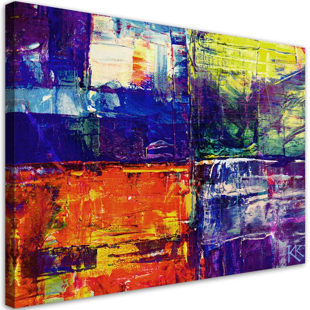 Impression sur toile, peinture abstraite colorée à la main 60x40 Feeby
