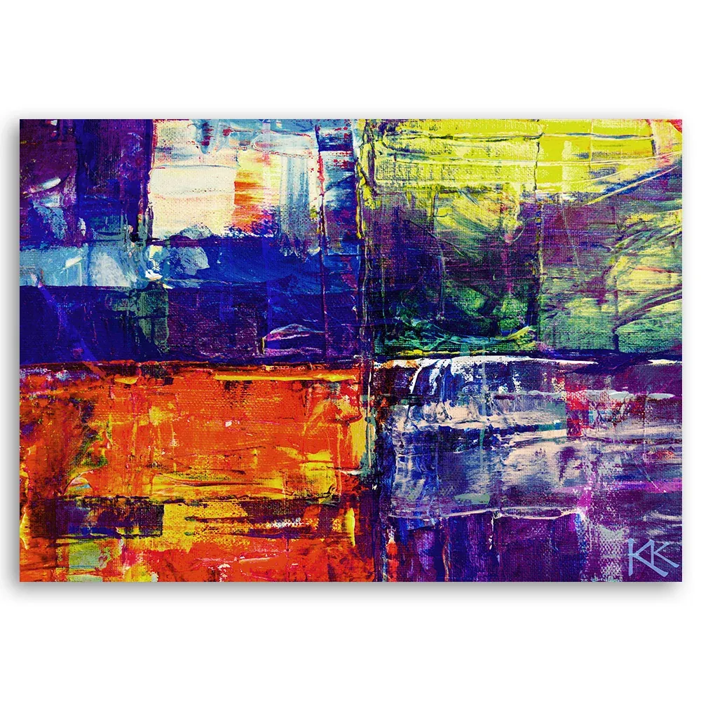 Impression sur toile, peinture abstraite colorée à la main 60x40 Feeby