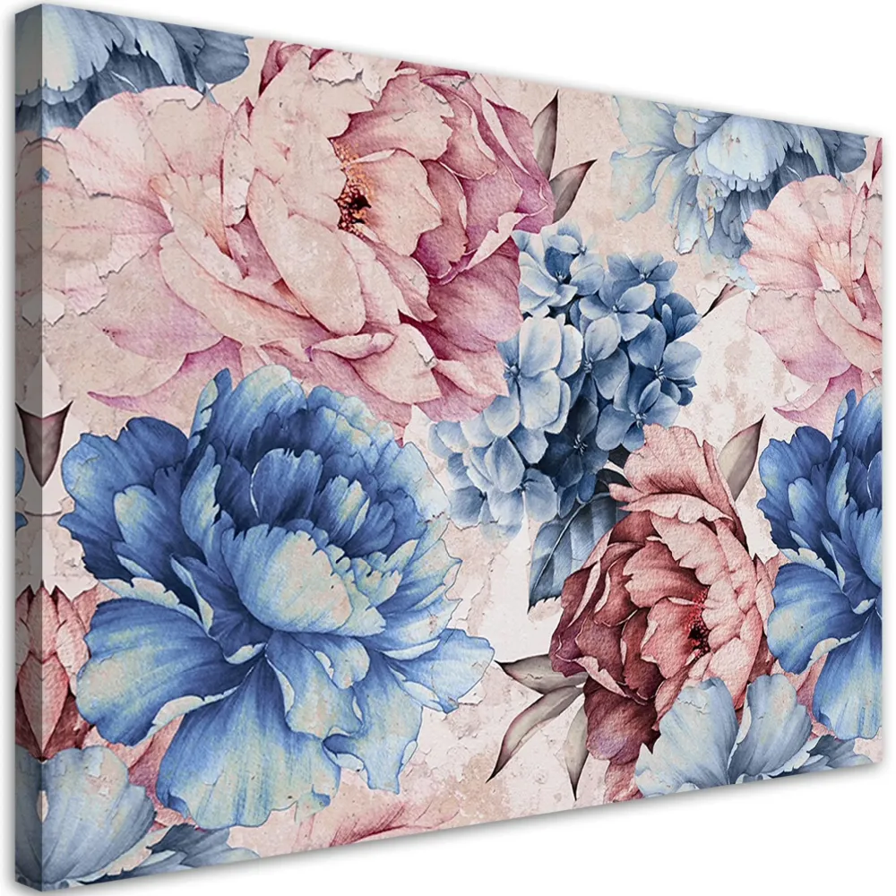 Impression sur toile, pivoines pastel 60x40 Feeby