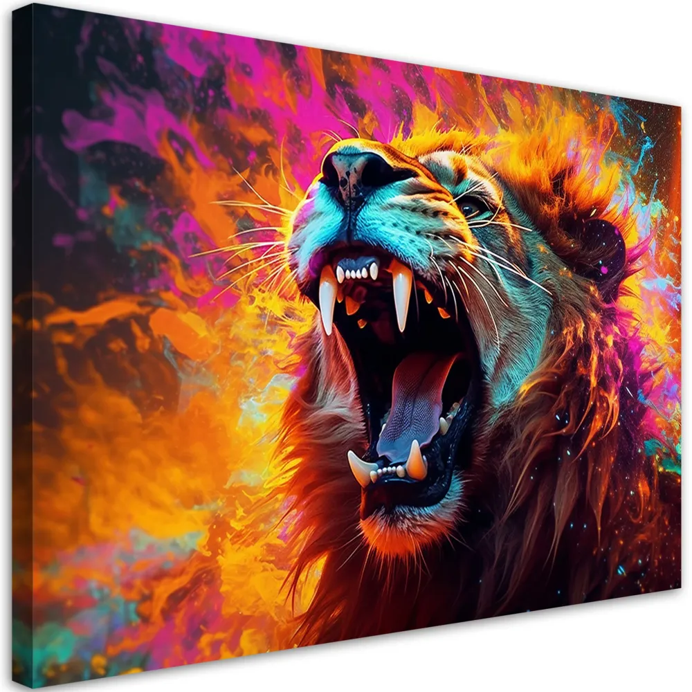 Impression sur toile, Rugissement de lion abstrait 60x40 Feeby