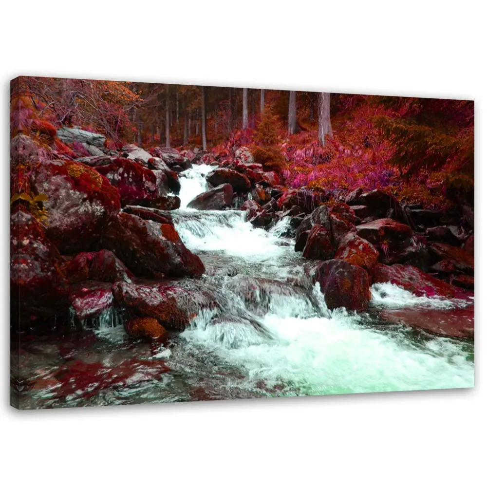 Impression sur toile, Ruisseau de montagne rouge 60x40 Feeby