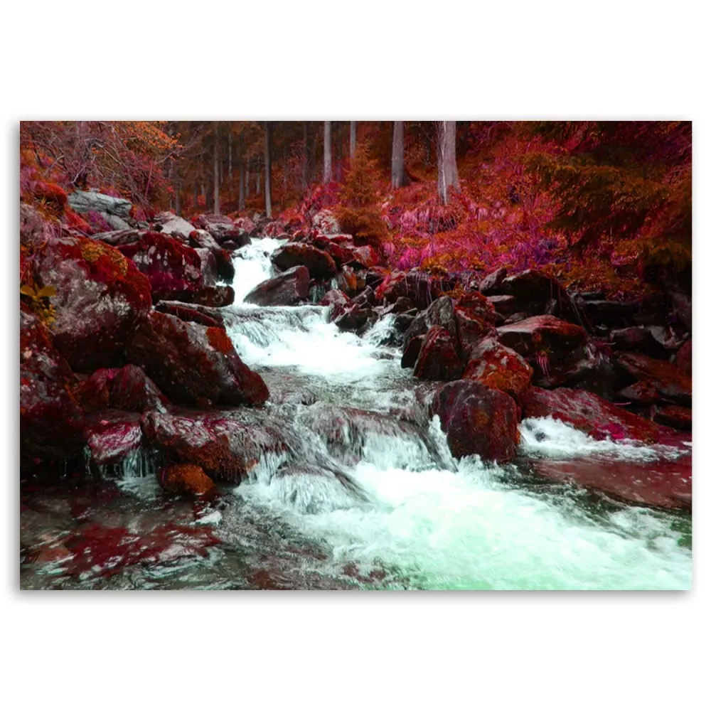 Impression sur toile, Ruisseau de montagne rouge 60x40 Feeby