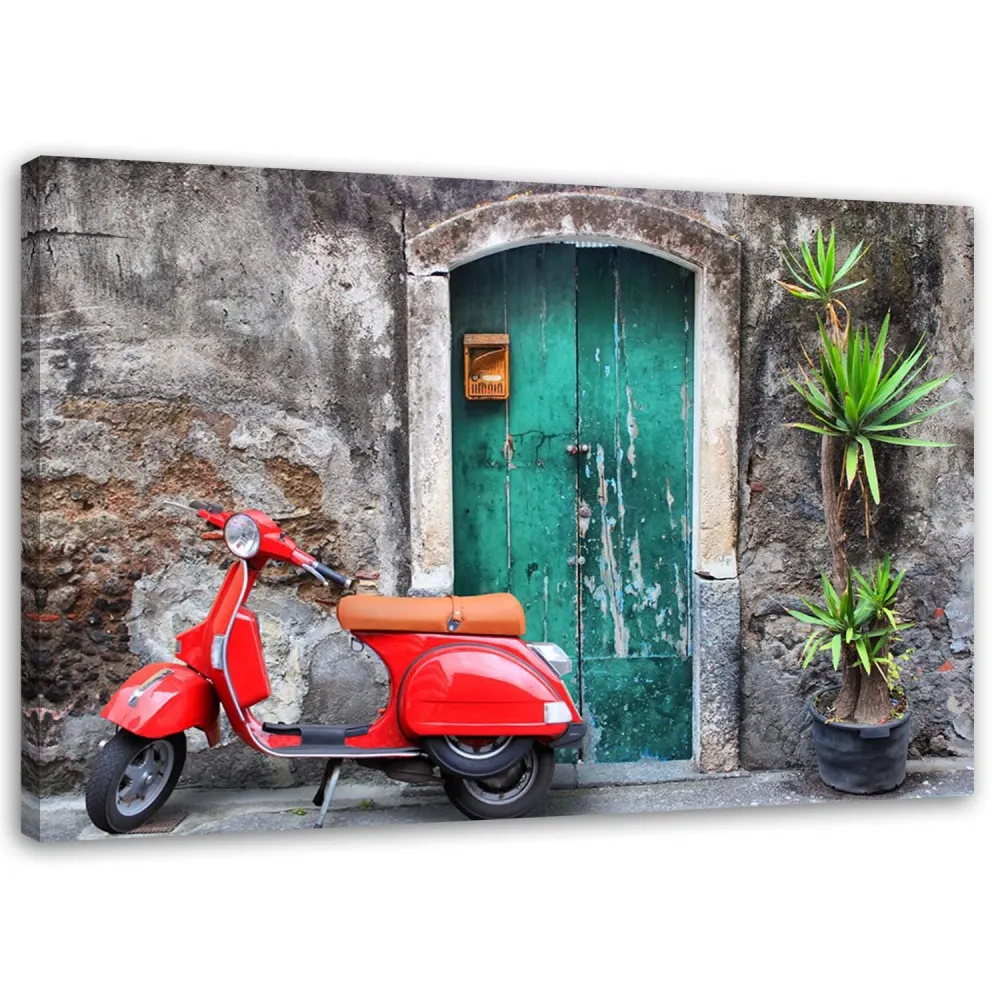Impression sur toile, scooter rouge 60x40 Feeby