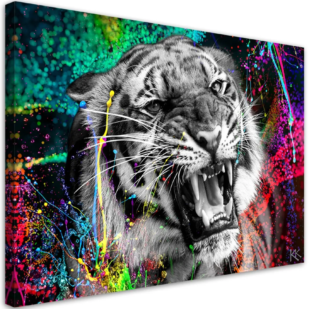 Impression sur toile, Tigre, animal, nature 60x40 Feeby