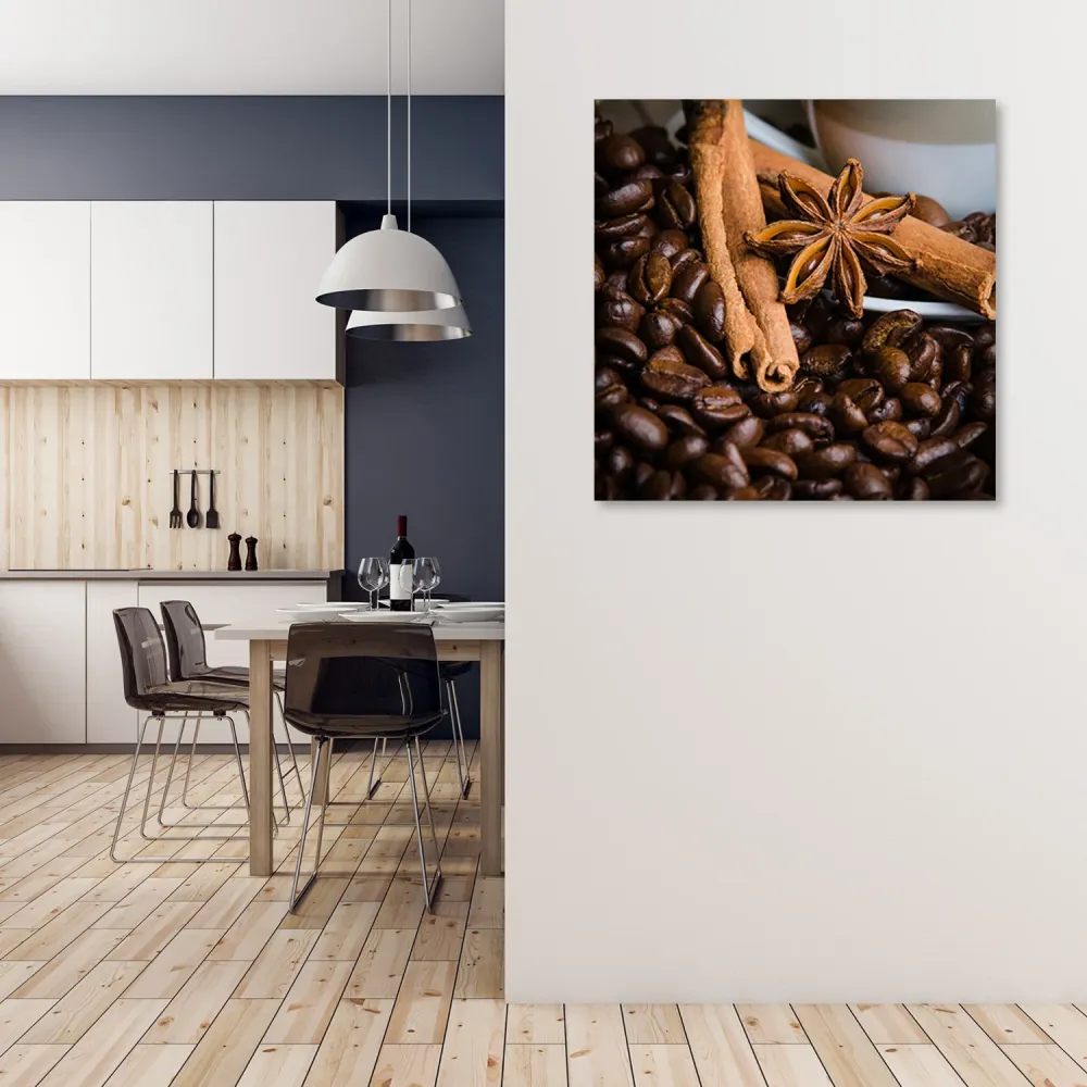 Impression sur toile, étoile d'anis et café 30x30 Feeby