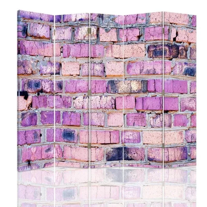 Paravent double face, imitation brique rose Feeby