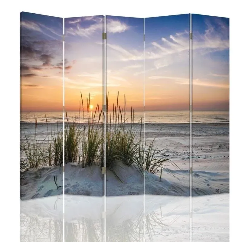 Paravent double face, motif herbe de plage Feeby